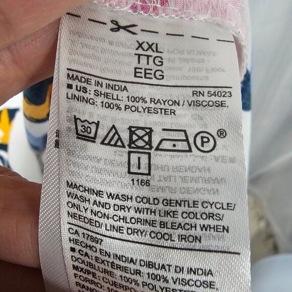 Old Navy Dress Tropical Floral Hawaiian Sleeveless White Orange 2XL - Picture 9 of 10